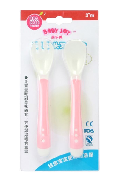 嬰樂美粉色嬰兒叉勺組合