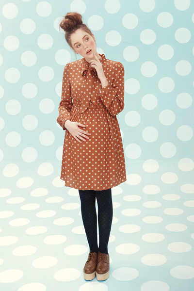 38周磚紅色波點(diǎn)雪紡連衣裙