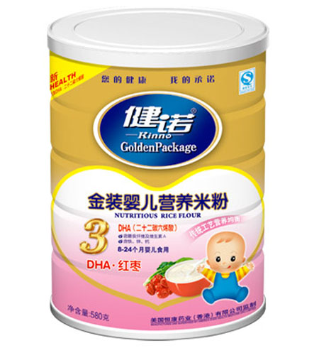 健諾DHA紅棗嬰兒營(yíng)養(yǎng)米粉(粉狀)3段聽裝