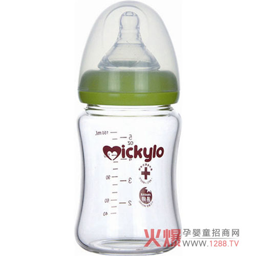 米奇樂晶鉆玻璃寬口奶瓶