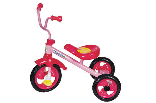 金六一玫紅色三輪童車(chē)