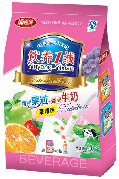 澳美佳草莓味鮮果粒+香濃牛奶