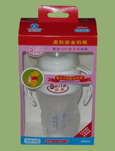 貝樂(lè)寬口徑帶柄硅膠奶瓶200ml