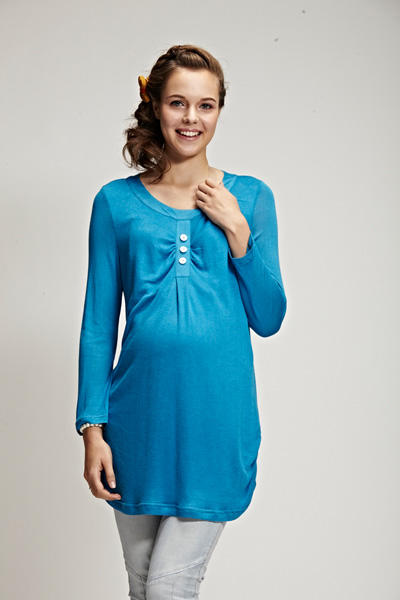 添茜藍色長袖yunf服