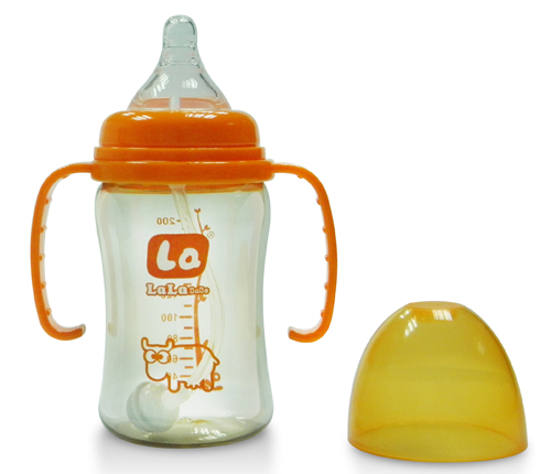樂樂寶貝yingye帶炳奶瓶橘紅色