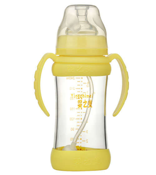 嬰之美寬口雙耳自動高硼硅玻璃奶瓶240ML