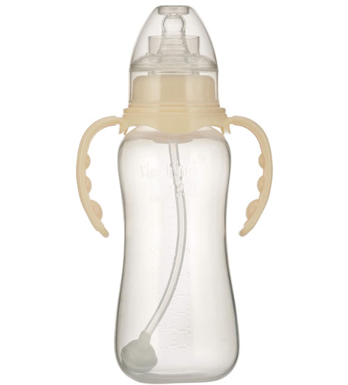 嬰之美標口雙耳自動圓弧PP奶瓶240ML乳白色