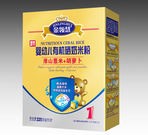 金領(lǐng)慧淮山薏米+胡蘿卜嬰幼兒有機硒米粉1段盒裝