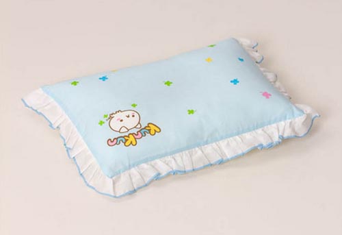 KUNKUN純棉造型嬰兒用枕頭淺藍色