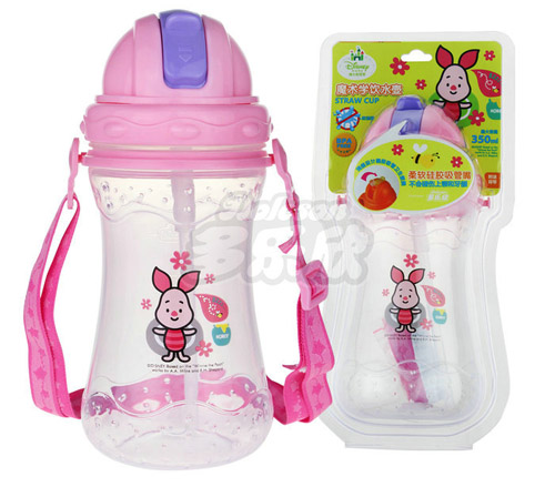 迪士尼寶寶魔術滑蓋吸管學飲水壺粉色小豬