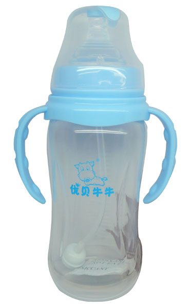 優(yōu)貝牛牛藍(lán)色標(biāo)口雙柄全自動PP奶瓶280ml
