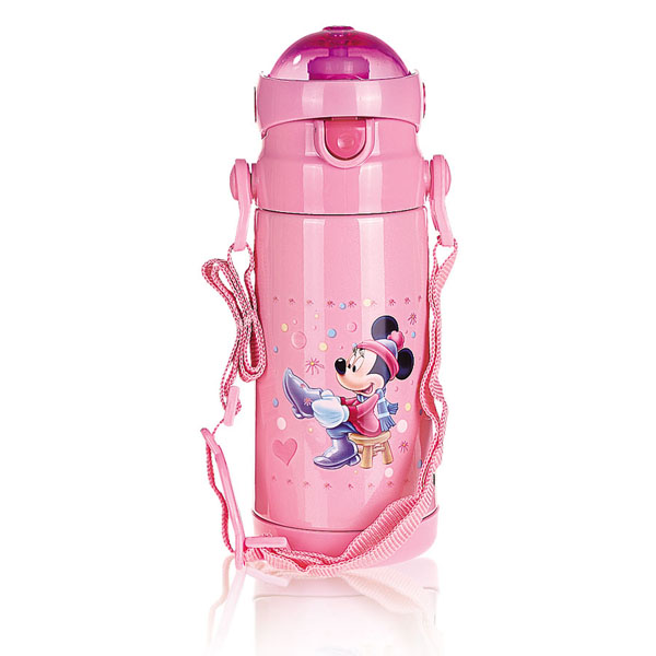 貝樂嘉粉色米老鼠實用型卡通保溫水壺