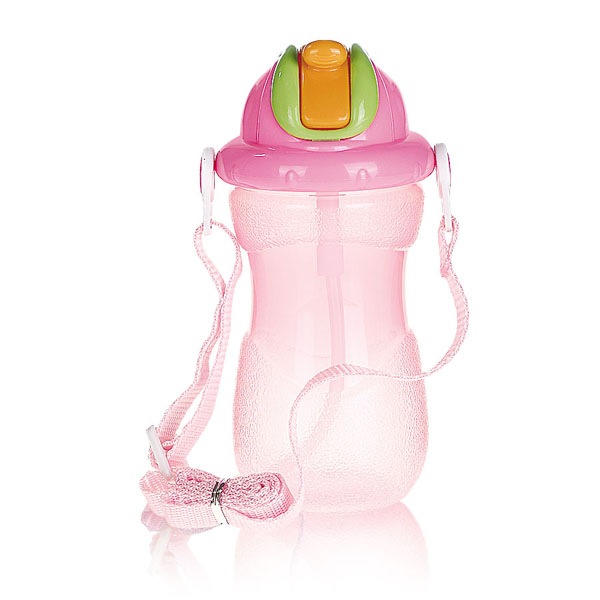 貝樂嘉粉色帶蓋嬰兒環(huán)保水壺