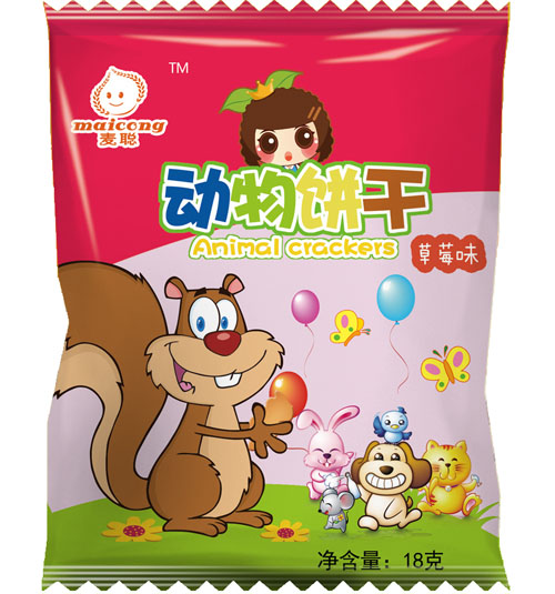 麥聰動(dòng)物餅干草莓味袋裝