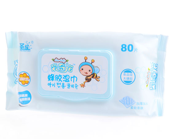 愛奇諾天然蜂膠嬰兒口手無香80片枕式加蓋(藍)1