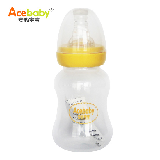 安心寶寶125ml標口圓弧形PP奶瓶黃色