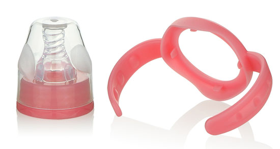 貝嬰奇標口手柄牙蓋組粉色