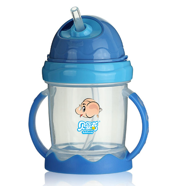 貝嬰奇雙耳吸管水杯藍色