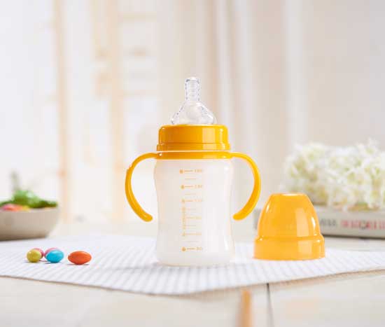 樂米樂有柄寬口奶瓶黃色(180ml)