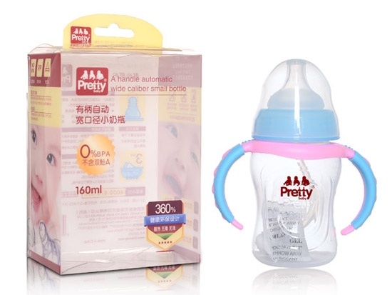 prettybaby有柄自動寬口徑小奶瓶160ML