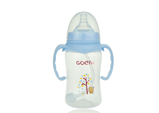 果兒240ML寬口PP弧型自動吸奶瓶藍色