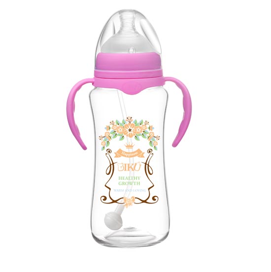 比酷熊yingye奶瓶玫紅色