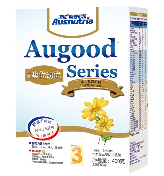澳優(yōu)金裝優(yōu)選配方奶粉3段400克盒