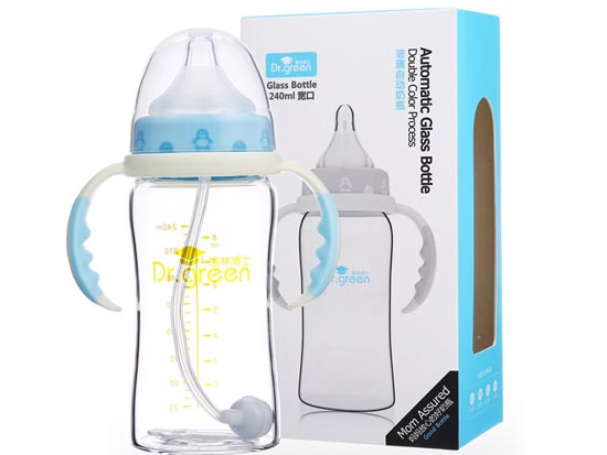 格林博士寬口玻璃自動(dòng)奶瓶240ML藍(lán)色