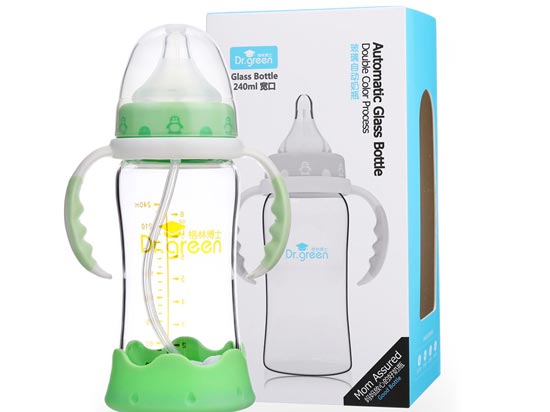 格林博士寬口玻璃自動(dòng)奶瓶240ML綠色