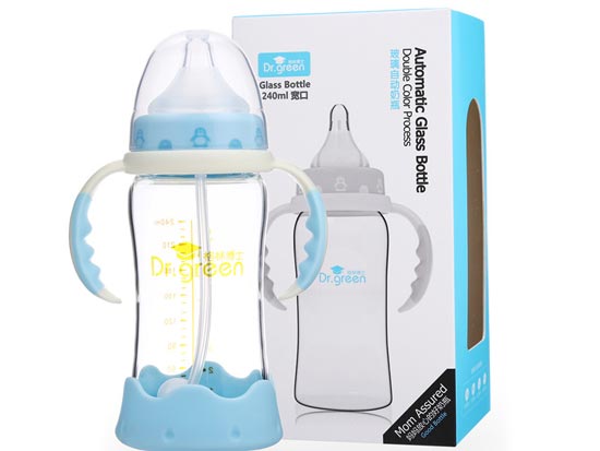 格林博士寬口玻璃自動(dòng)奶瓶240ML藍(lán)色