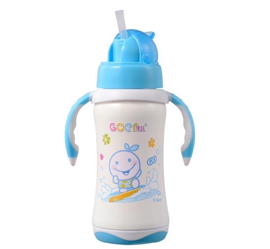 果兒260ML抽真空保溫吸管杯淡藍(lán)色