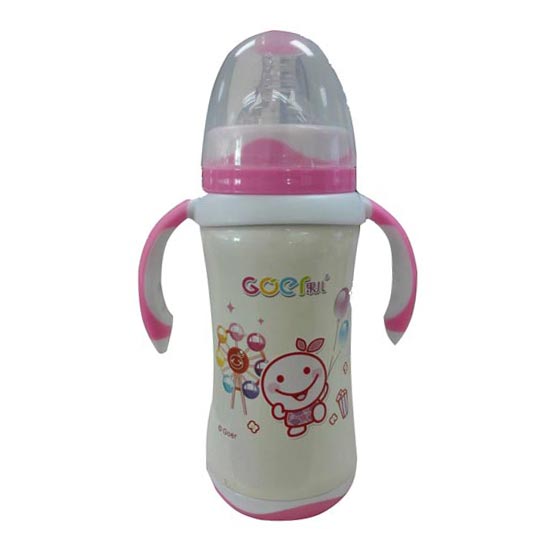 果兒260ML抽真空保溫吸管杯粉色奶瓶