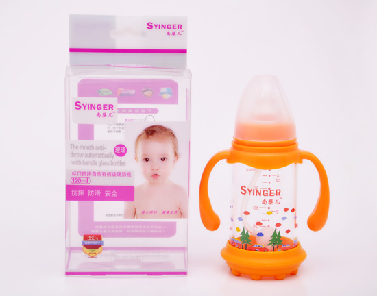 尚yinge標口抗摔自動有柄玻璃奶瓶120ML