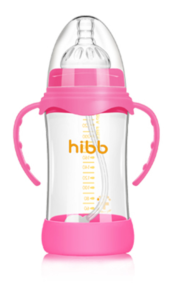 浩一貝貝防摔自動玻璃奶瓶紅色240ml