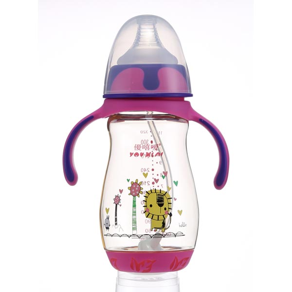 優(yōu)嘻噯PPSU有柄自動(dòng)感溫奶瓶320ml紫色
