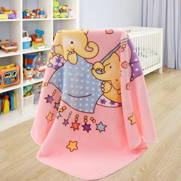 亞奧超柔云毯小象粉色