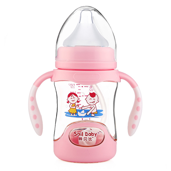 帥貝比PPSU帶底奶瓶180ML粉