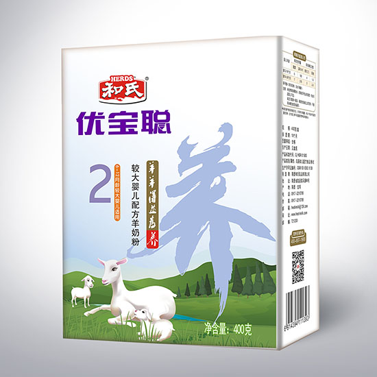 和氏優(yōu)寶聰金裝較大嬰兒配方奶粉2段400克盒裝