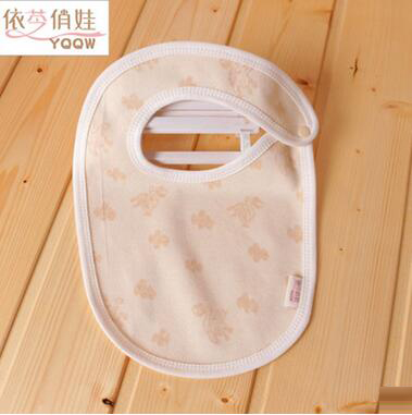 配歐標(biāo)純銅按扣有機(jī)棉彩棉純棉yinge圍兜寶寶口水巾兒童圍嘴