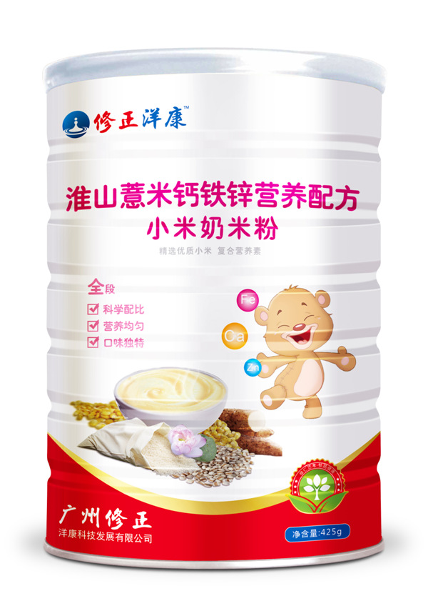 修正洋康淮山薏米鈣鐵鋅營養(yǎng)配方小米奶米粉-罐裝