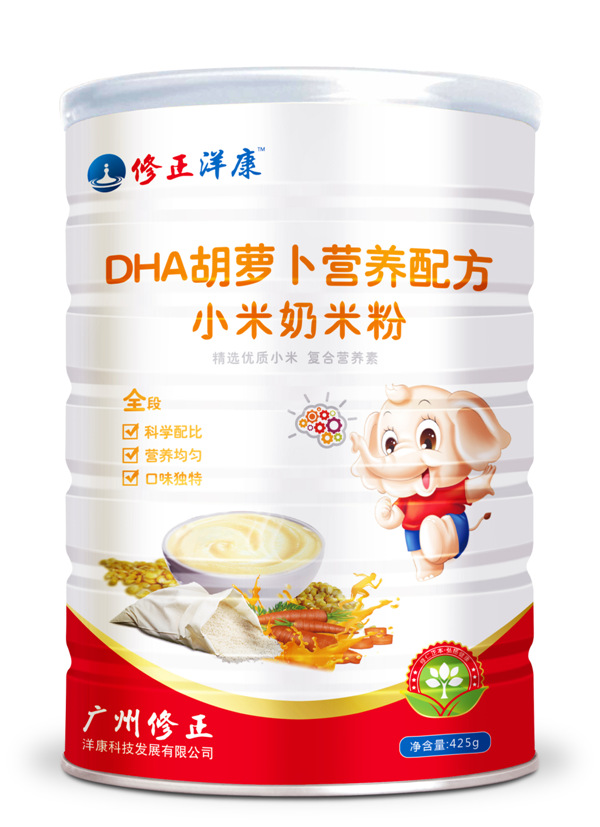 修正洋康DHA胡蘿卜營養(yǎng)配方小米奶米粉-罐裝