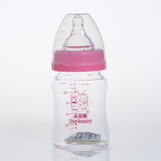 小孩國(guó)初生嬰兒寬口晶鉆玻璃奶瓶150ML紅色