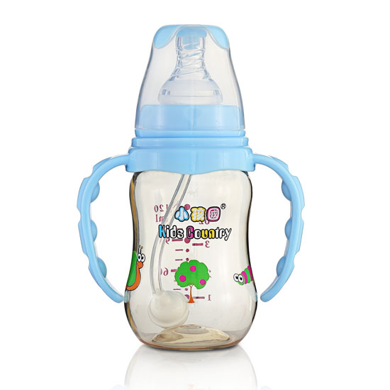 小孩國初生標(biāo)口弧形自動(dòng)PPSU安全奶瓶120ML藍(lán)色