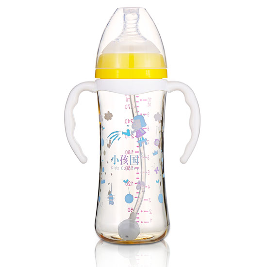 小孩國寬口時(shí)尚自動(dòng)PPSU安全奶瓶320M黃色