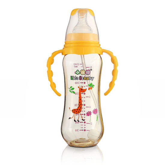 小孩國標(biāo)口弧形自動(dòng)PPSU安全奶瓶240ML黃色