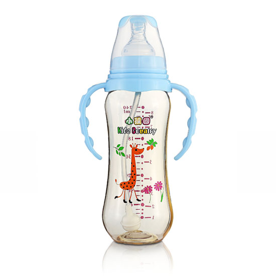 小孩國標(biāo)口弧形自動(dòng)PPSU安全奶瓶240ML藍(lán)色