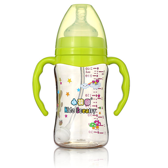 小孩國寬口直身自動(dòng)PPSU安全奶瓶240ML青色