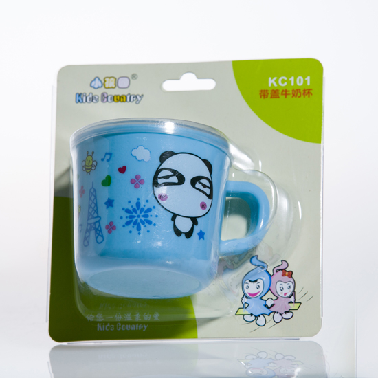 小孩國帶蓋牛奶杯藍色