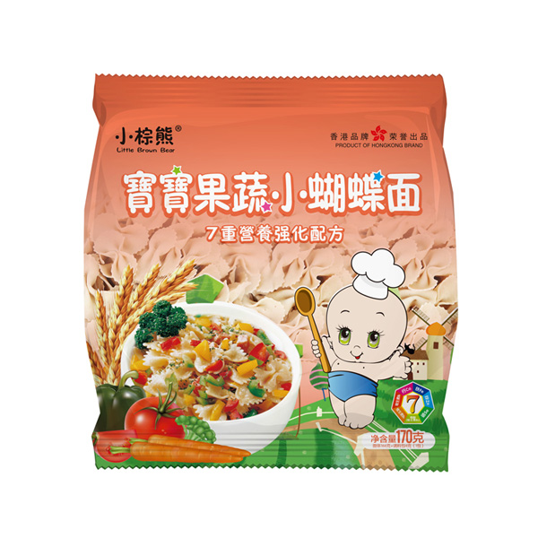 小棕熊寶寶果蔬小蝴蝶面袋裝170g