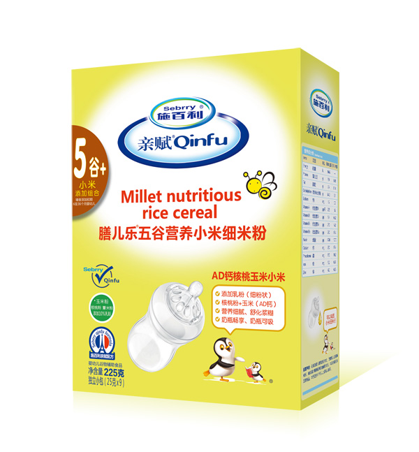 施百利親賦膳兒樂五谷營養(yǎng)小米細米粉-AD鈣核桃玉米小米盒裝